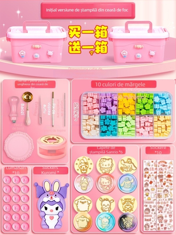 Set ștampile din ceară, model 985, kit DIY pentru sigilii, material: floare de mătase