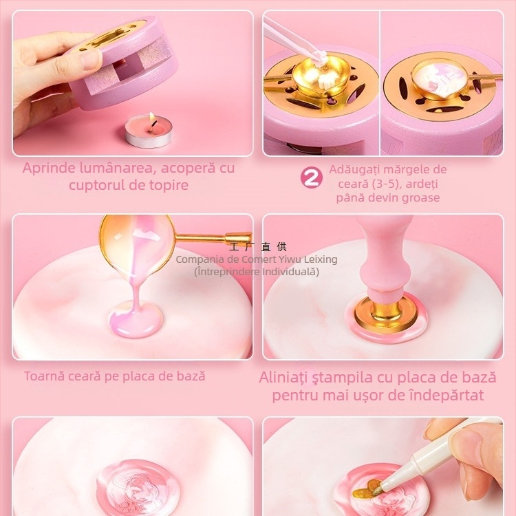 Set ștampile din ceară, model 985, kit DIY pentru sigilii, material: floare de mătase