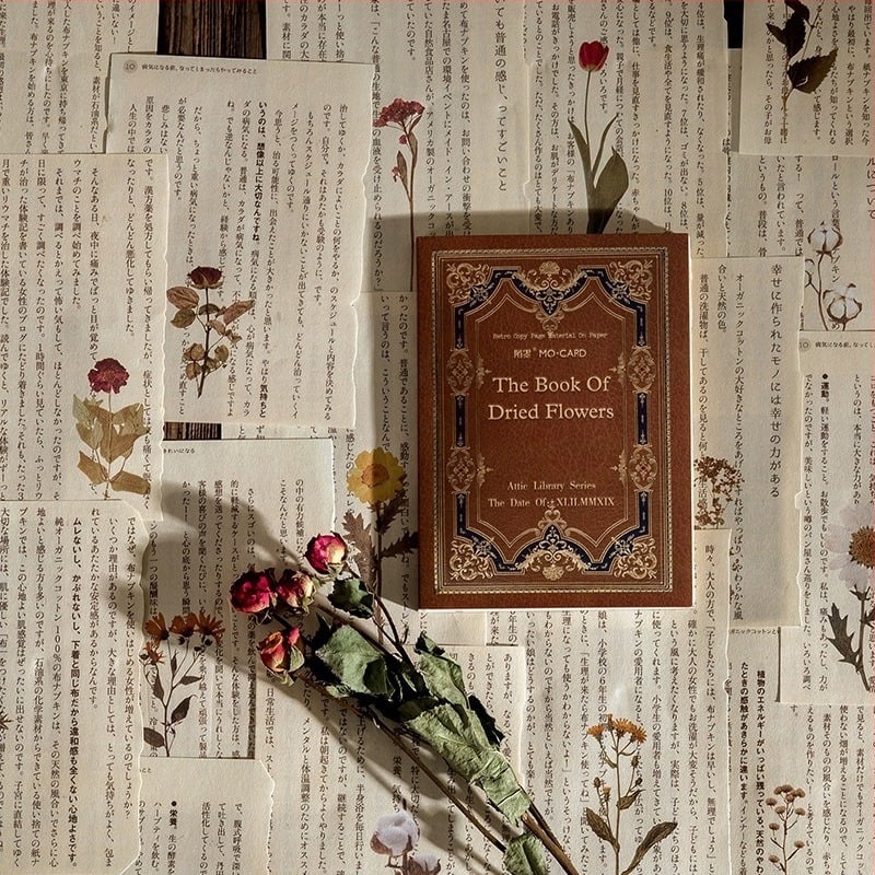 Mo Mo Hârtie de Material – Seria Loft Library, Hârtie decorativă pentru pagini de carte cu amprentă retro, 8 stiluri, Formă dreptunghiulară, Fără adezivare, Model: Acest material