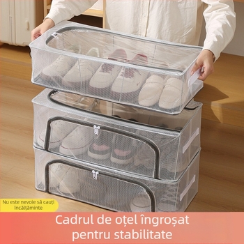 Cutie de depozitare pentru pantofi, PVC, pliabilă cu capac, 30 L, stivuibilă