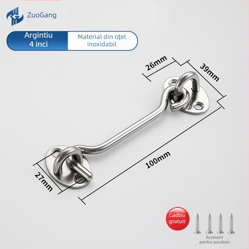 Cârlig din oțel inoxidabil pentru uși și ferestre — Brand Left Steel, Model Wind Hook, accesorii hardware pentru gospodărie, stil modern minimalist