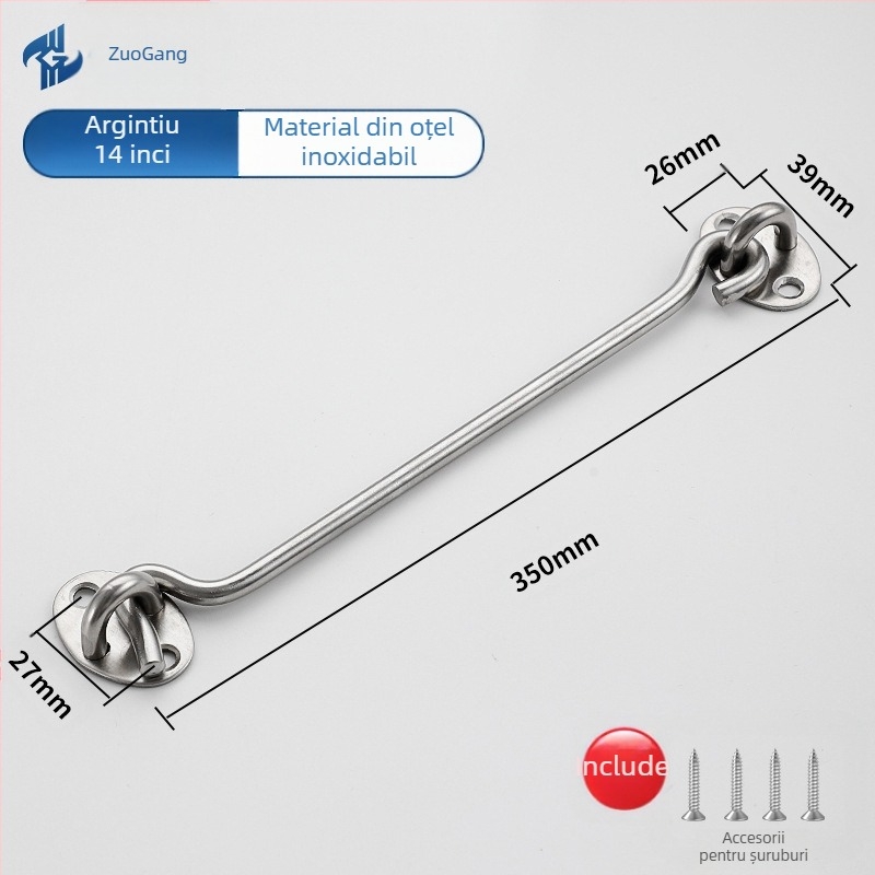 Cârlig din oțel inoxidabil pentru uși și ferestre — Brand Left Steel, Model Wind Hook, accesorii hardware pentru gospodărie, stil modern minimalist