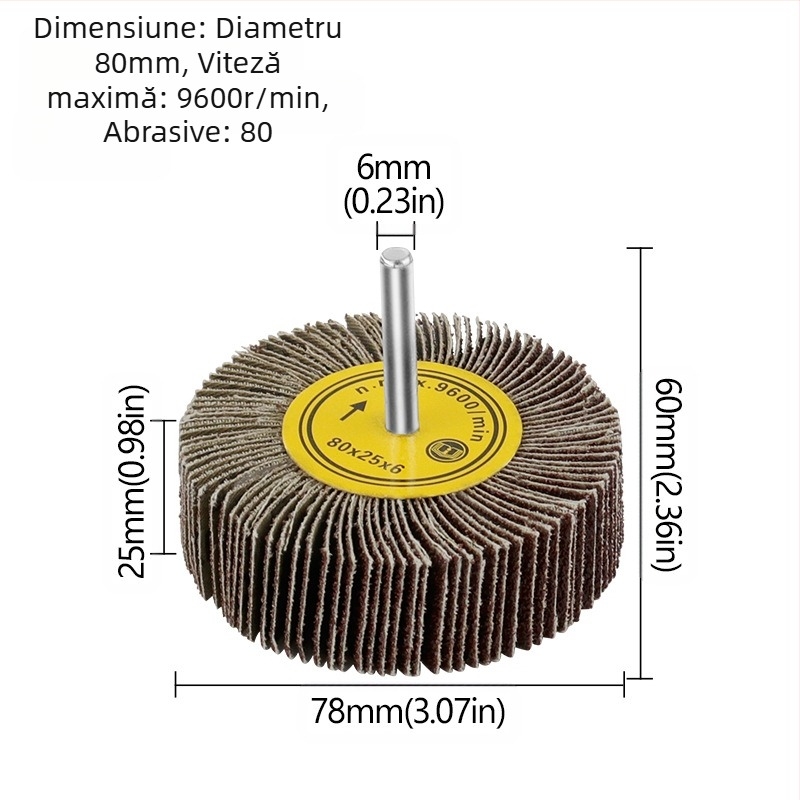 Xingweichang Roată de șlefuit cu pânză de emery pentru prelucrarea lemnului, cu mâner, disc abraziv din metal, model 202103081548