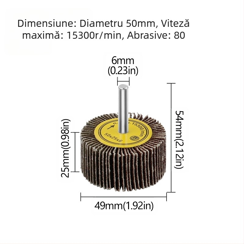 Xingweichang Roată de șlefuit cu pânză de emery pentru prelucrarea lemnului, cu mâner, disc abraziv din metal, model 202103081548