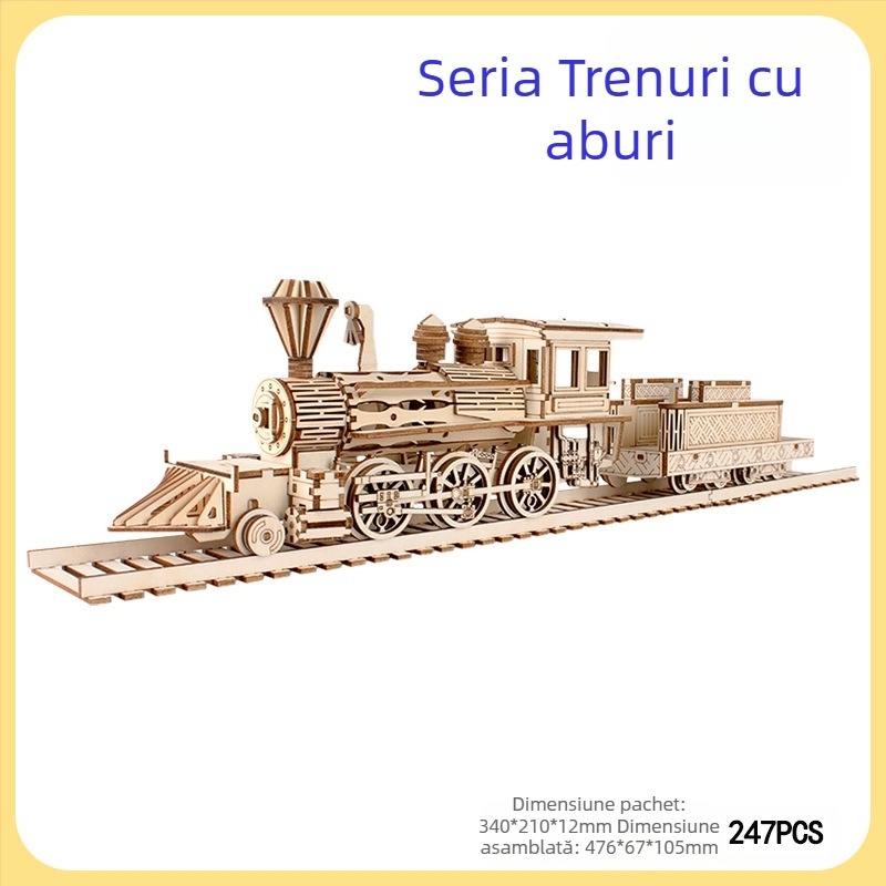 Tramvai din lemn 3D pentru copii — potrivit pentru DIY, personalizare după desen, destinat copiilor 7–14 ani