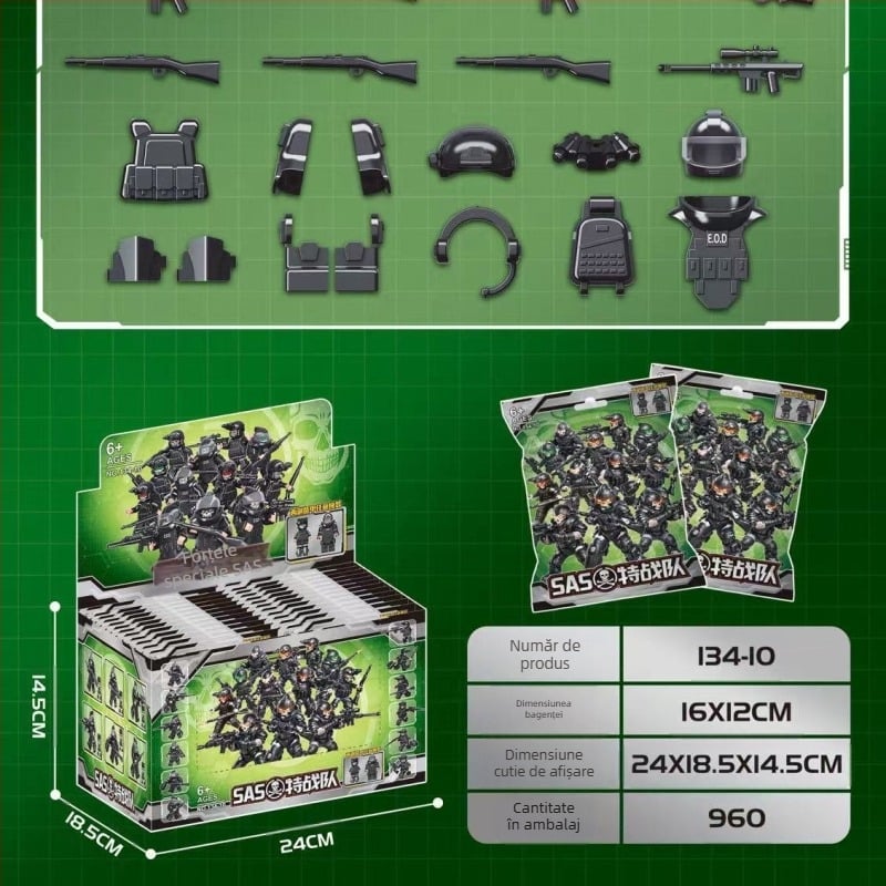 Set blocuri din plastic ABS, piese mici 0–38, 0,05 kg, fără energie electrică