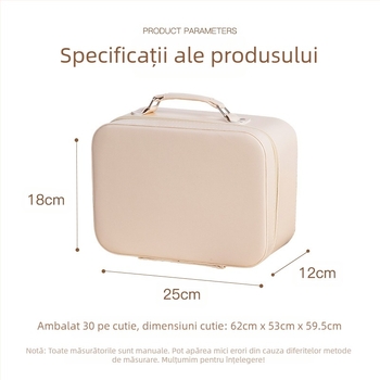 Geantă de toaletă cu oglindă, material PU, capacitate mare, portabilă, impermeabilă