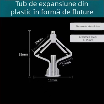 Ancoră fluture din nylon pentru gips-carton, șurub de expansiune