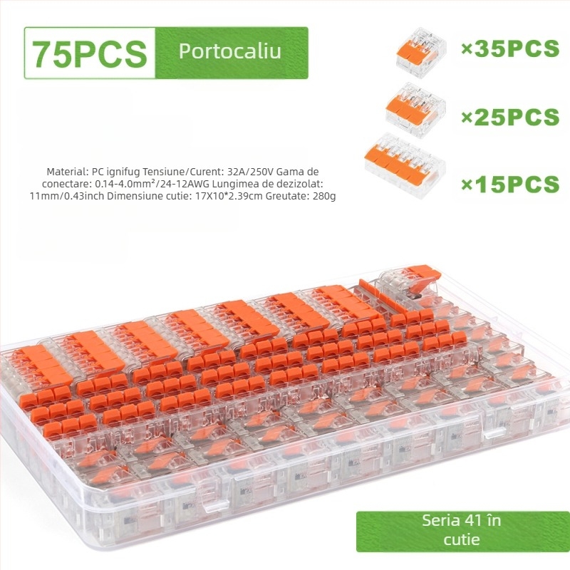 Blocuri terminale cu conexiune rapidă DIY YOU Series 41, seturi de 75/76/90 bucăți pentru instalații electrice