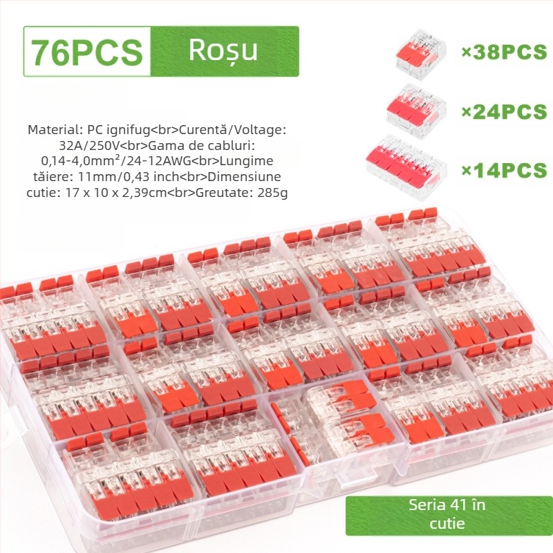 Blocuri terminale cu conexiune rapidă DIY YOU Series 41, seturi de 75/76/90 bucăți pentru instalații electrice