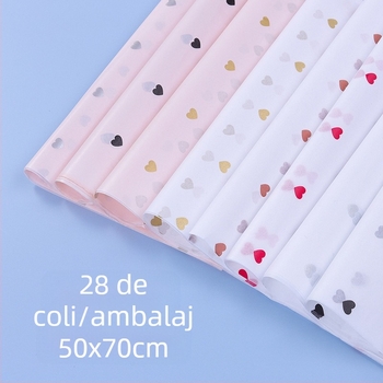 Hârtie de împachetat buchete, handmade, cu design cu trandafiri, ambalaj OPP
