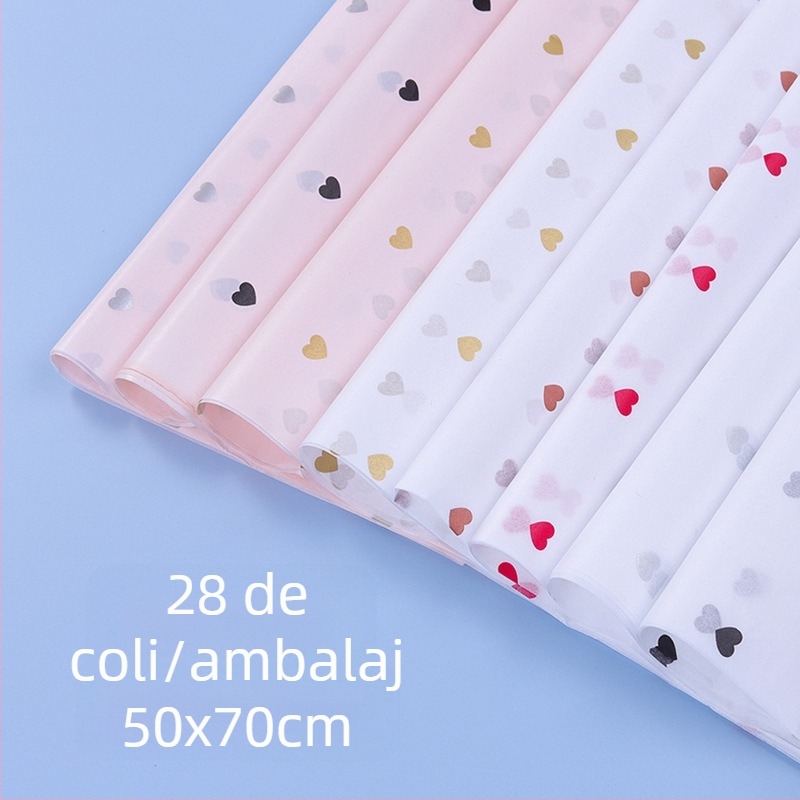Hârtie de împachetat buchete, handmade, cu design cu trandafiri, ambalaj OPP