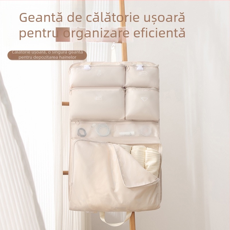 Sac de depozitare suspendat pentru călătorii, poliester, stil simplu și modern, pentru lenjerie și haine