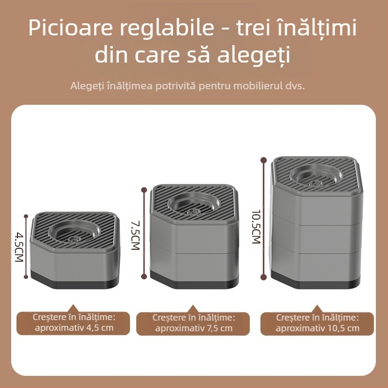 Suport pentru picioarele mașinii de spălat și frigider – anti-alunecare, reglabil, mobil, fără montaj, din plastic