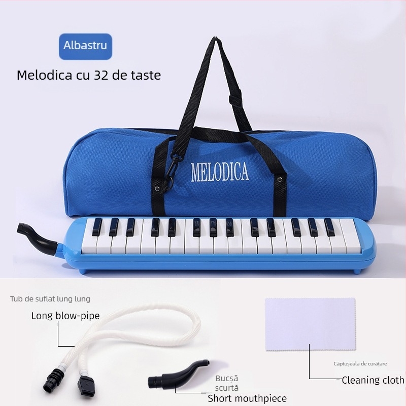 Harmonica cu 37 chei, portabilă, model K37, pentru copii, corp din plastic, 101+ melodii demonstrative