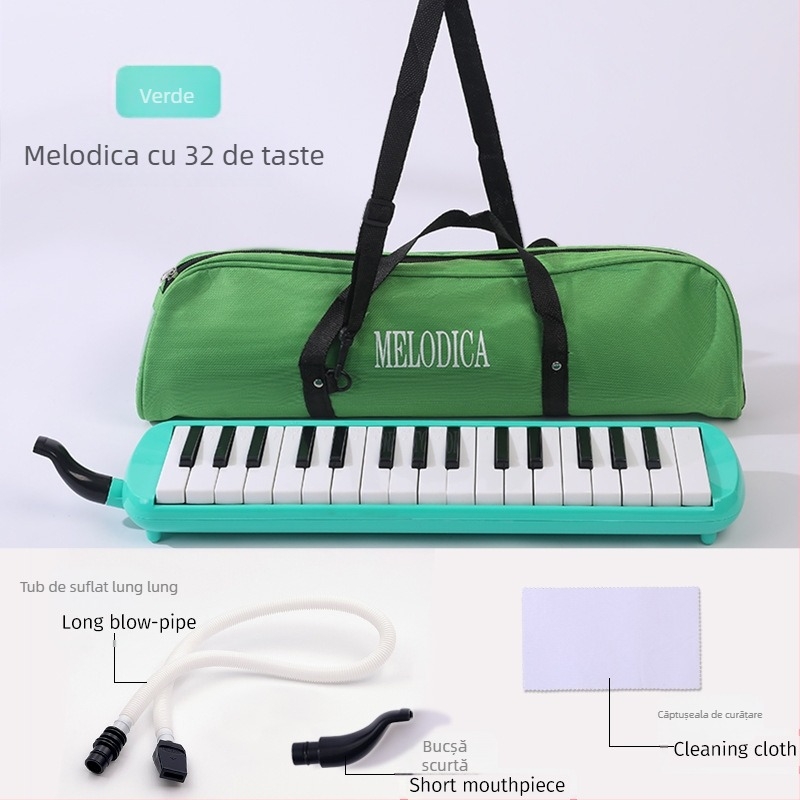 Harmonica cu 37 chei, portabilă, model K37, pentru copii, corp din plastic, 101+ melodii demonstrative