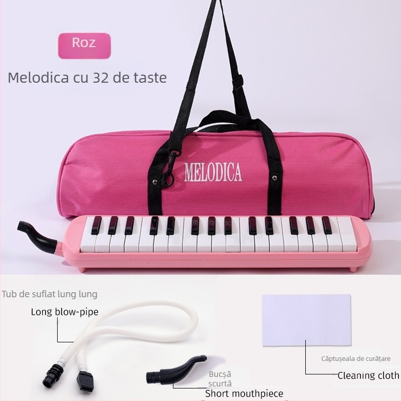 Harmonica cu 37 chei, portabilă, model K37, pentru copii, corp din plastic, 101+ melodii demonstrative