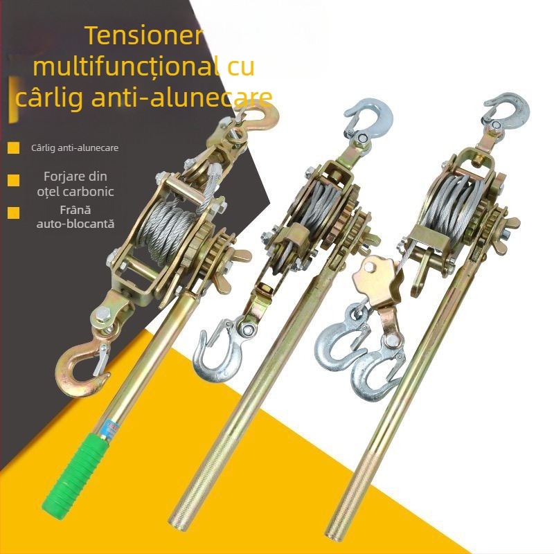Tensionator manual pentru cablu de oțel, stil japonez, cu cârlig dublu, multifunctional pentru electricieni