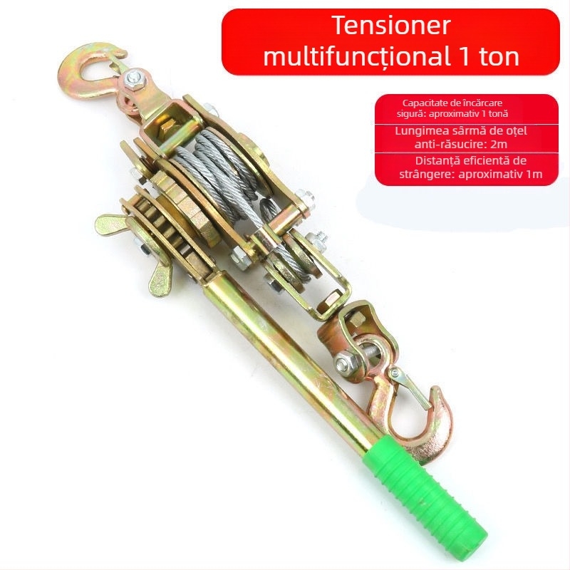 Tensionator manual pentru cablu de oțel, stil japonez, cu cârlig dublu, multifunctional pentru electricieni