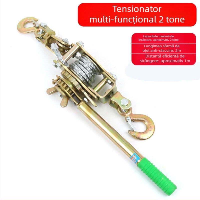 Tensionator manual pentru cablu de oțel, stil japonez, cu cârlig dublu, multifunctional pentru electricieni
