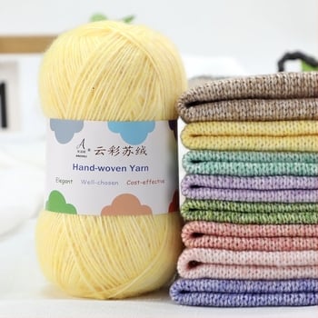 Fire de tricotat manual pentru fular și pulover, amestec lână-cotton, lână țesută, fir grup, marcă Comfortable