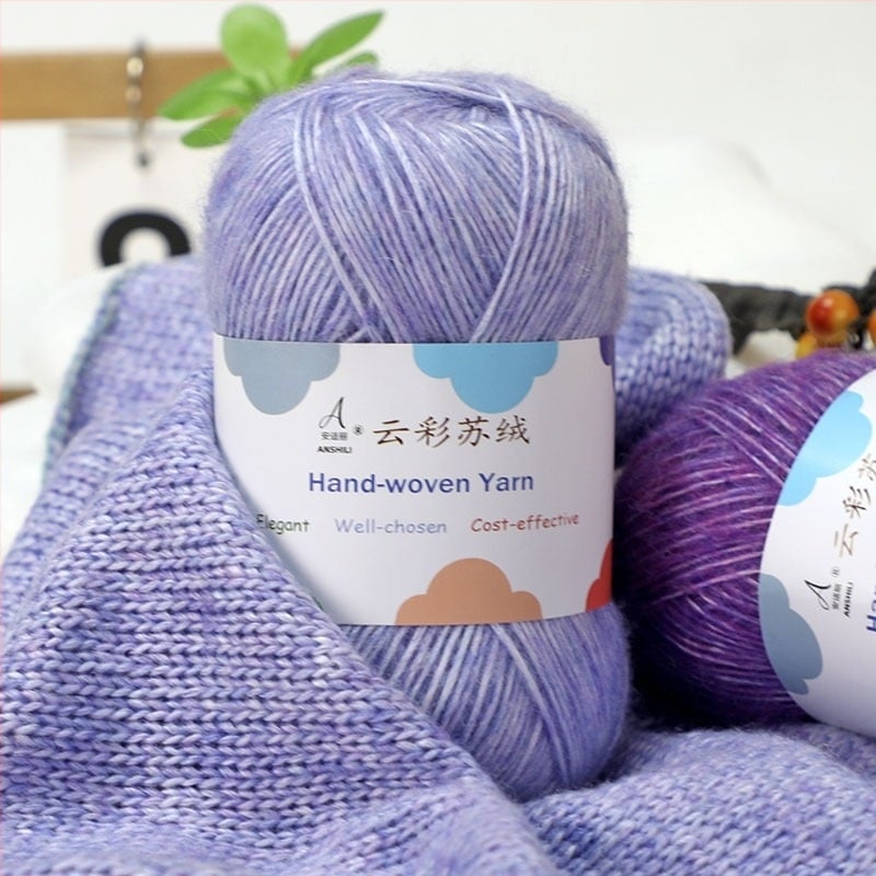 Fire de tricotat manual pentru fular și pulover, amestec lână-cotton, lână țesută, fir grup, marcă Comfortable