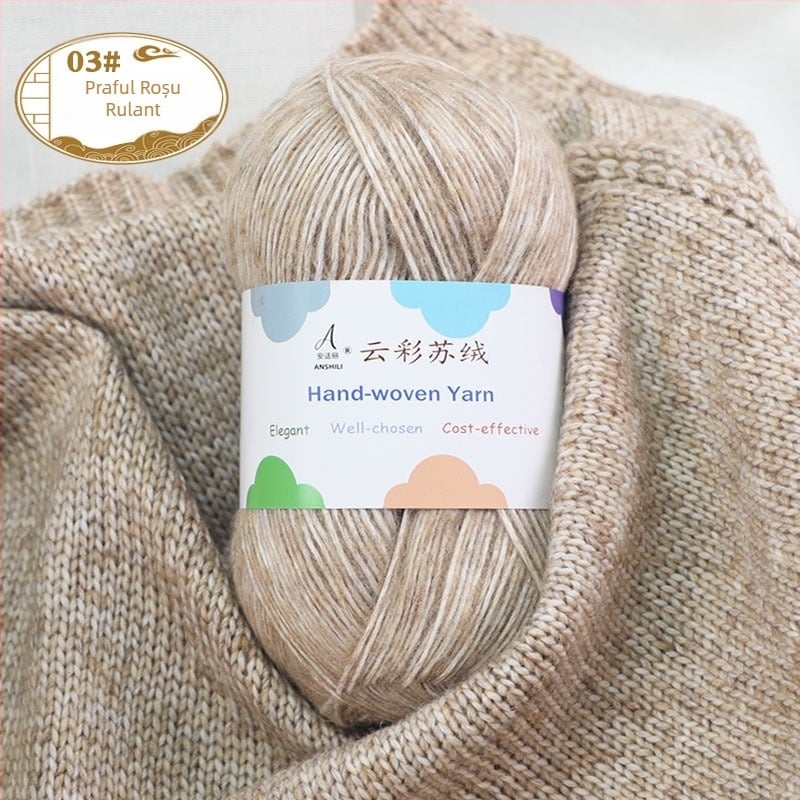 Fire de tricotat manual pentru fular și pulover, amestec lână-cotton, lână țesută, fir grup, marcă Comfortable