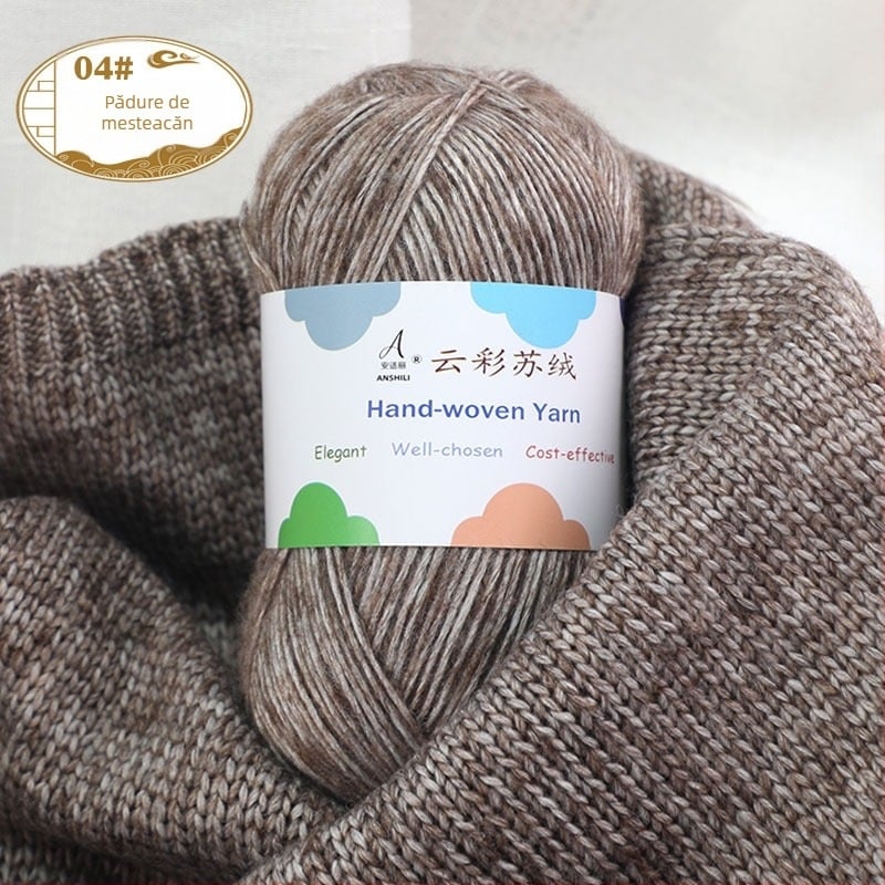 Fire de tricotat manual pentru fular și pulover, amestec lână-cotton, lână țesută, fir grup, marcă Comfortable