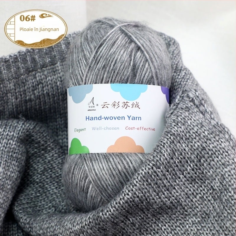 Fire de tricotat manual pentru fular și pulover, amestec lână-cotton, lână țesută, fir grup, marcă Comfortable