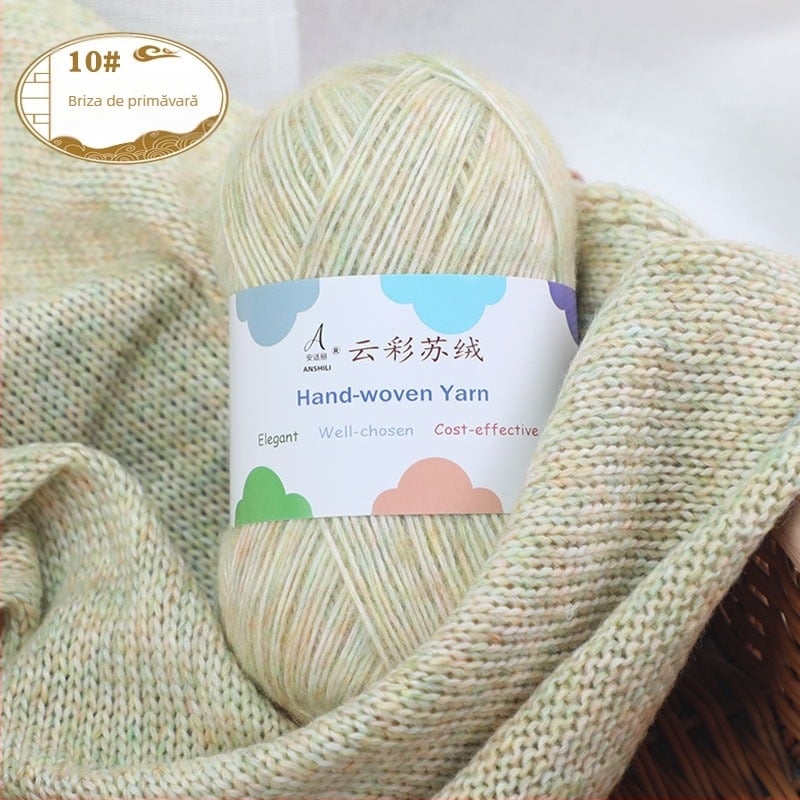 Fire de tricotat manual pentru fular și pulover, amestec lână-cotton, lână țesută, fir grup, marcă Comfortable