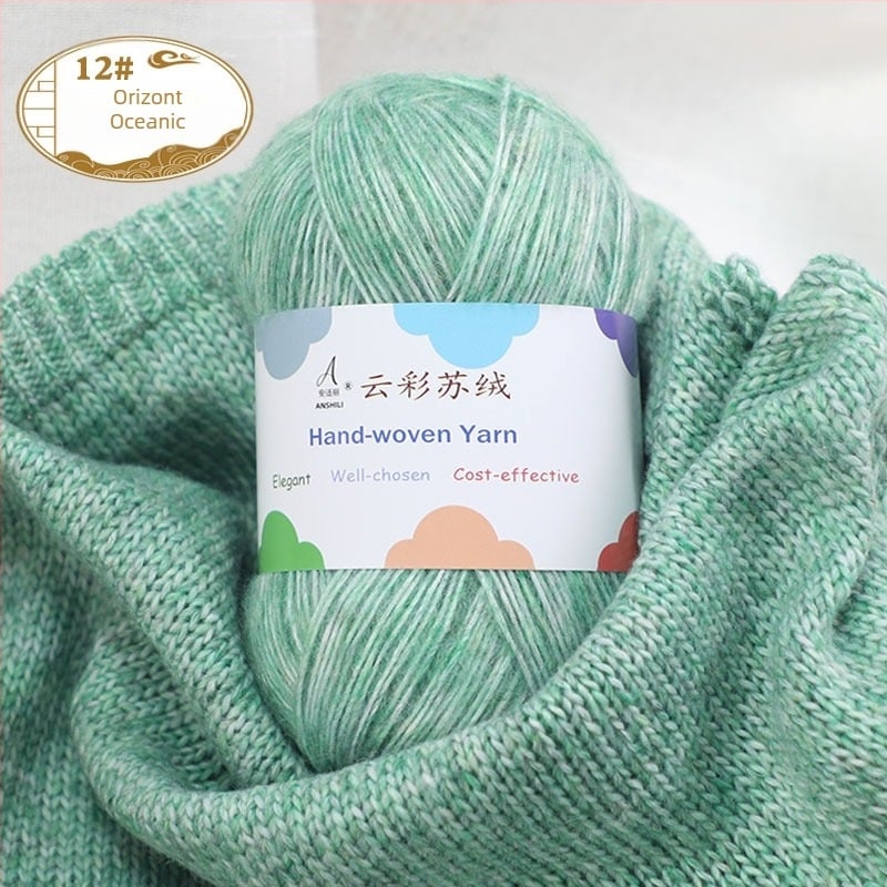 Fire de tricotat manual pentru fular și pulover, amestec lână-cotton, lână țesută, fir grup, marcă Comfortable