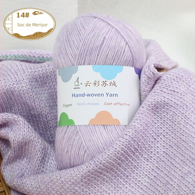 Fire de tricotat manual pentru fular și pulover, amestec lână-cotton, lână țesută, fir grup, marcă Comfortable