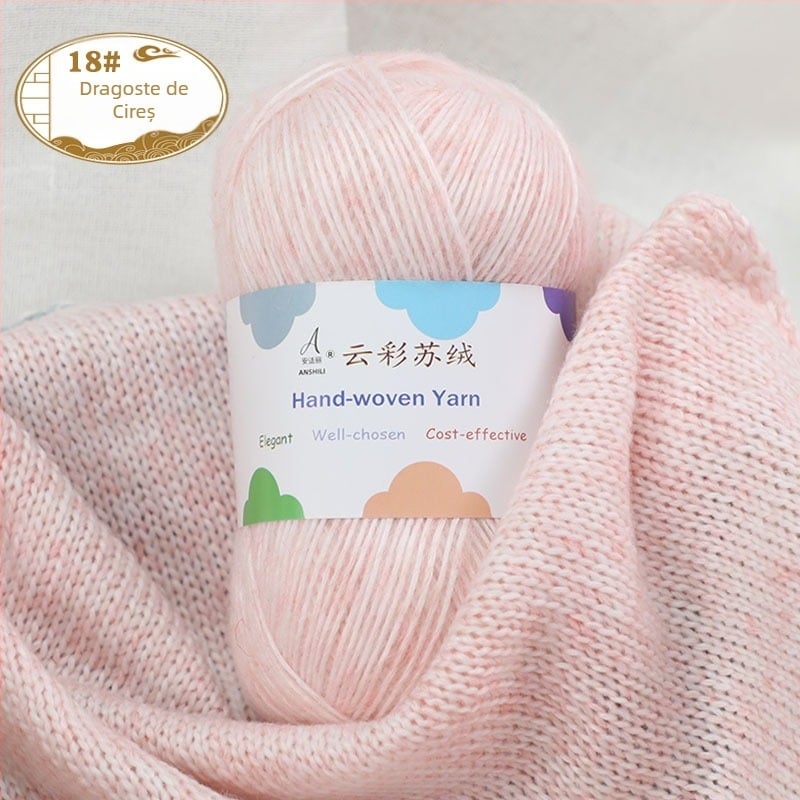 Fire de tricotat manual pentru fular și pulover, amestec lână-cotton, lână țesută, fir grup, marcă Comfortable