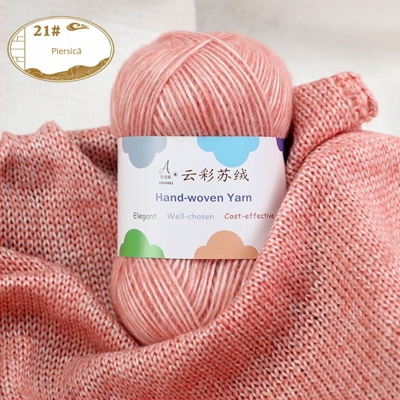 Fire de tricotat manual pentru fular și pulover, amestec lână-cotton, lână țesută, fir grup, marcă Comfortable