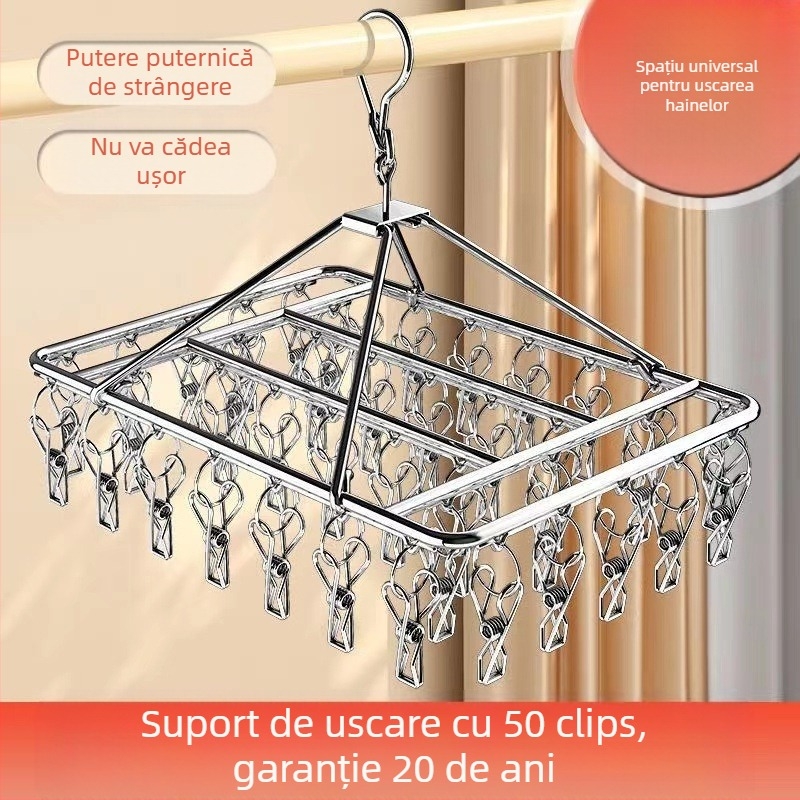Uscător de șosete din oțel inoxidabil, fix, rotund cu clips, model: Uscător de șosete din oțel inoxidabil