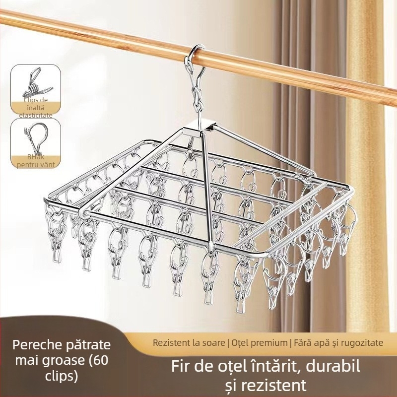 Uscător de șosete din oțel inoxidabil, fix, rotund cu clips, model: Uscător de șosete din oțel inoxidabil