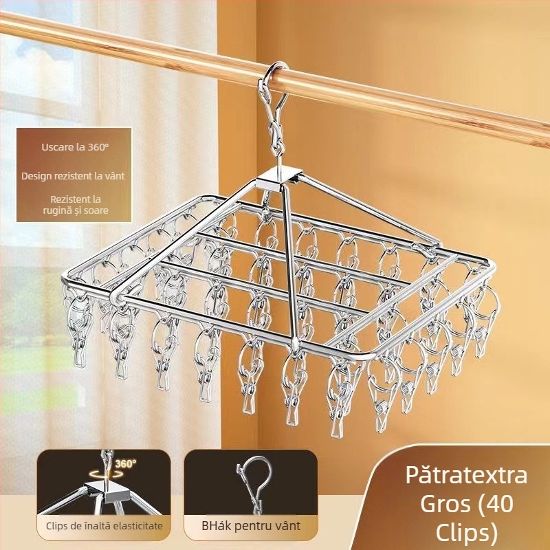 Uscător de șosete din oțel inoxidabil, fix, rotund cu clips, model: Uscător de șosete din oțel inoxidabil