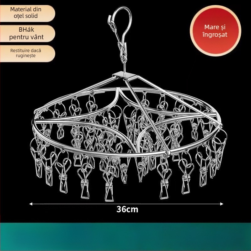 Uscător de șosete din oțel inoxidabil, fix, rotund cu clips, model: Uscător de șosete din oțel inoxidabil