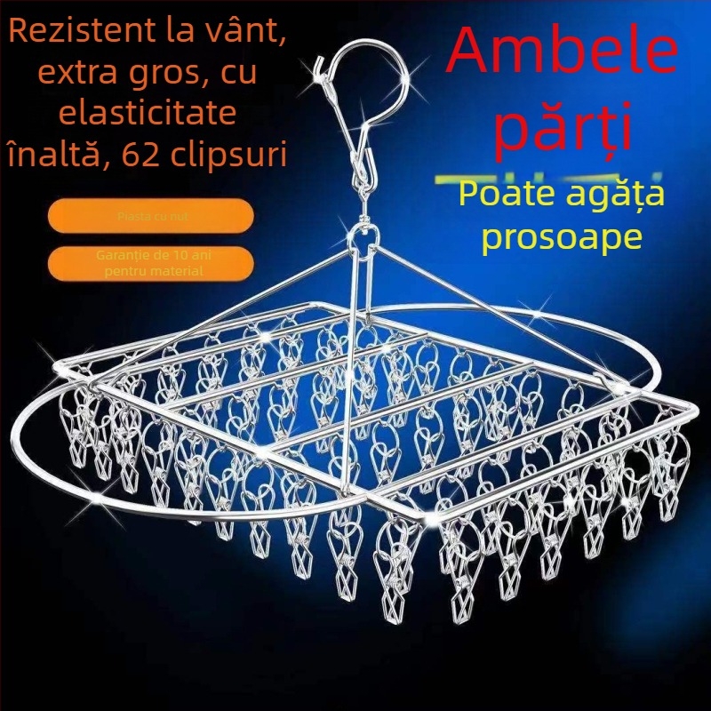 Uscător de șosete din oțel inoxidabil, fix, rotund cu clips, model: Uscător de șosete din oțel inoxidabil