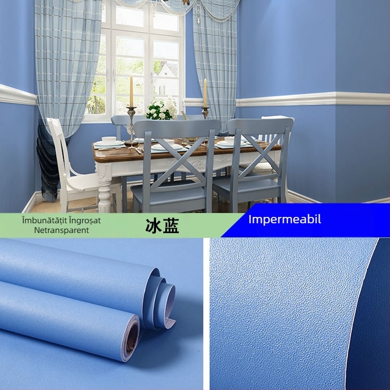 Tapet autoadeziv din PVC, culoare solidă, grosime dublă, impermeabil, pentru living, dormitor și spațiu de studiu