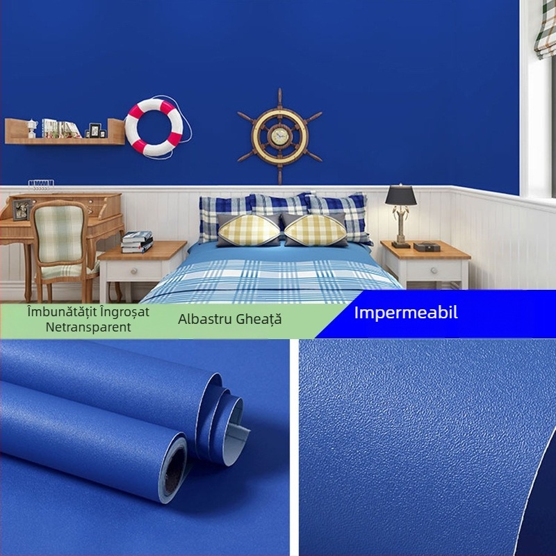 Tapet autoadeziv din PVC, culoare solidă, grosime dublă, impermeabil, pentru living, dormitor și spațiu de studiu