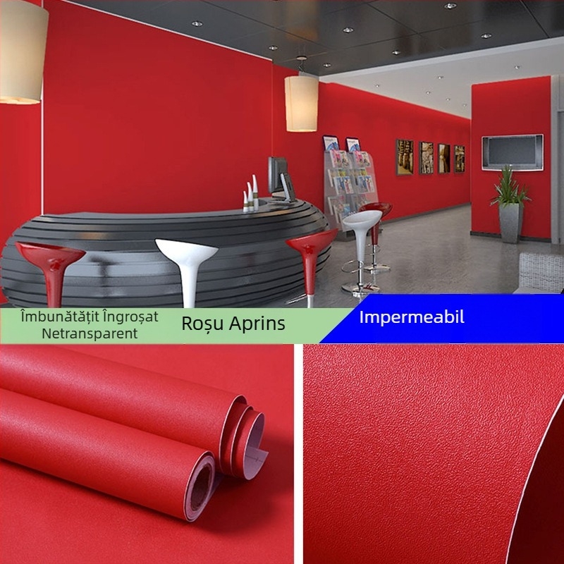 Tapet autoadeziv din PVC, culoare solidă, grosime dublă, impermeabil, pentru living, dormitor și spațiu de studiu