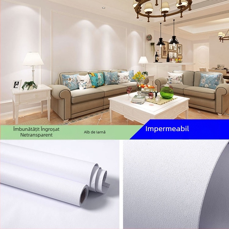 Tapet autoadeziv din PVC, culoare solidă, grosime dublă, impermeabil, pentru living, dormitor și spațiu de studiu