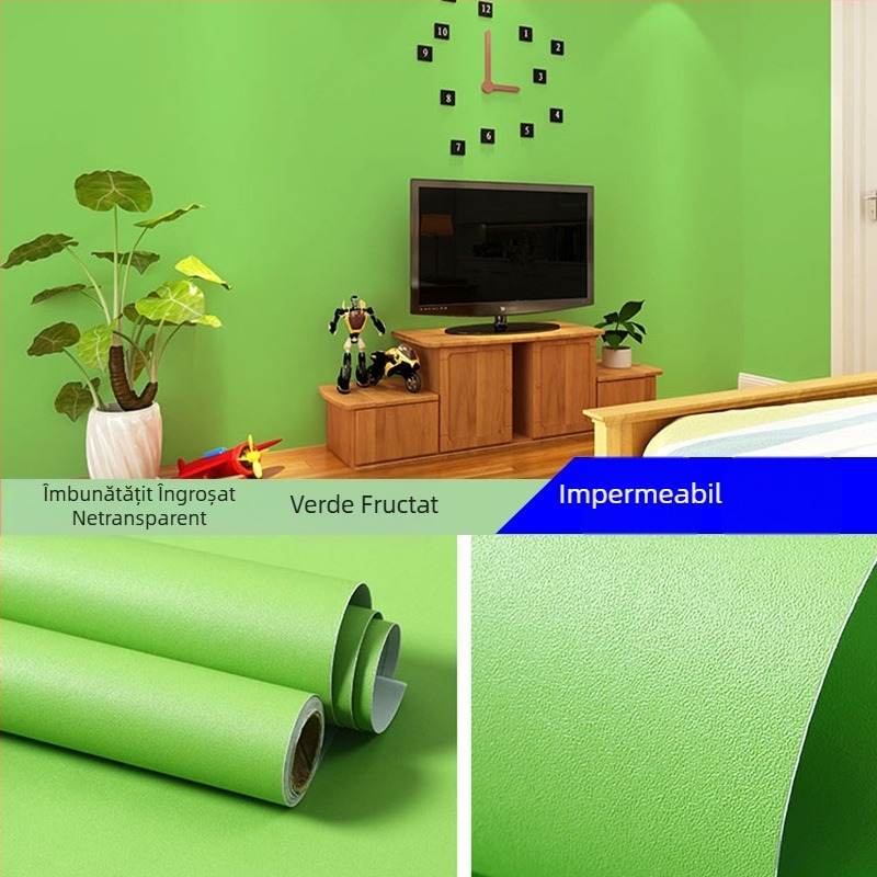 Tapet autoadeziv din PVC, culoare solidă, grosime dublă, impermeabil, pentru living, dormitor și spațiu de studiu