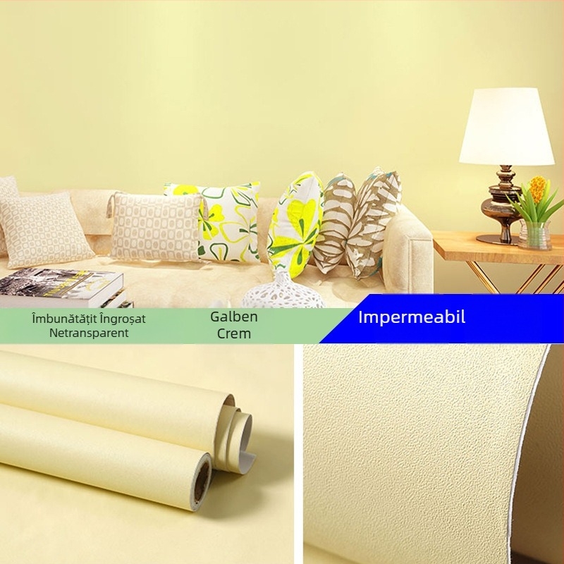 Tapet autoadeziv din PVC, culoare solidă, grosime dublă, impermeabil, pentru living, dormitor și spațiu de studiu
