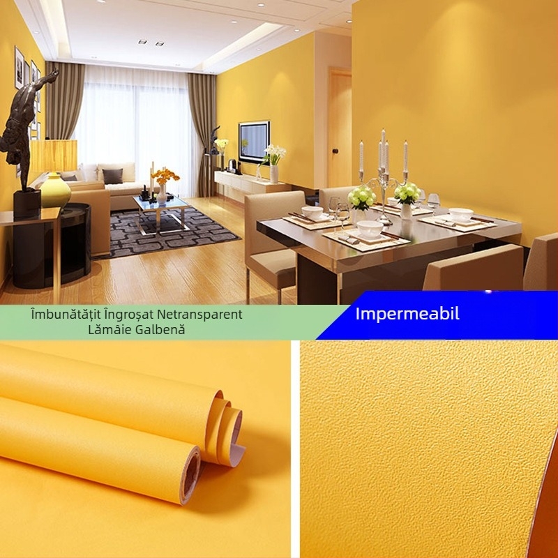 Tapet autoadeziv din PVC, culoare solidă, grosime dublă, impermeabil, pentru living, dormitor și spațiu de studiu