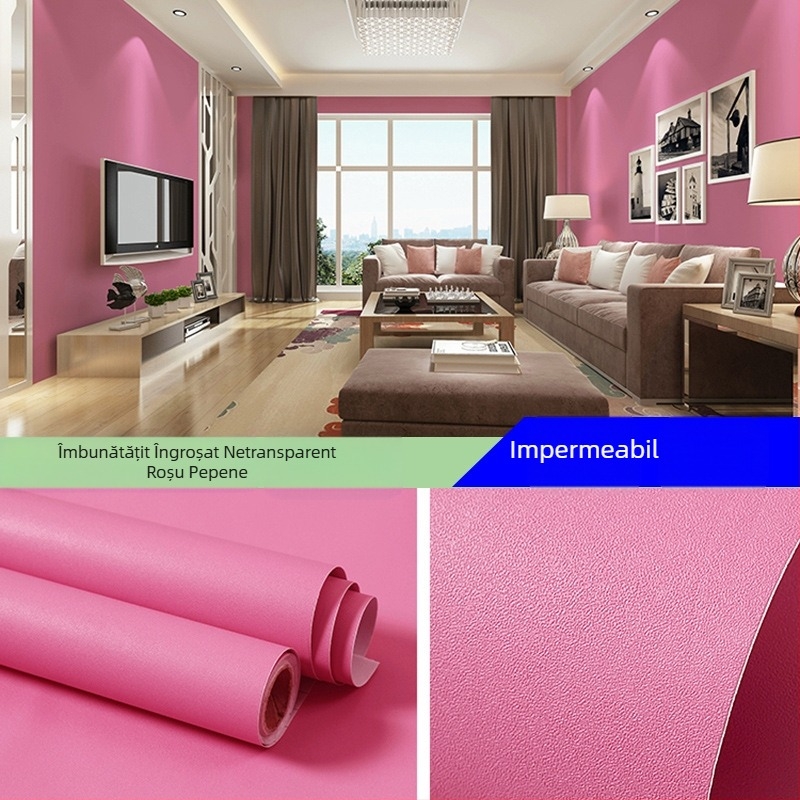 Tapet autoadeziv din PVC, culoare solidă, grosime dublă, impermeabil, pentru living, dormitor și spațiu de studiu