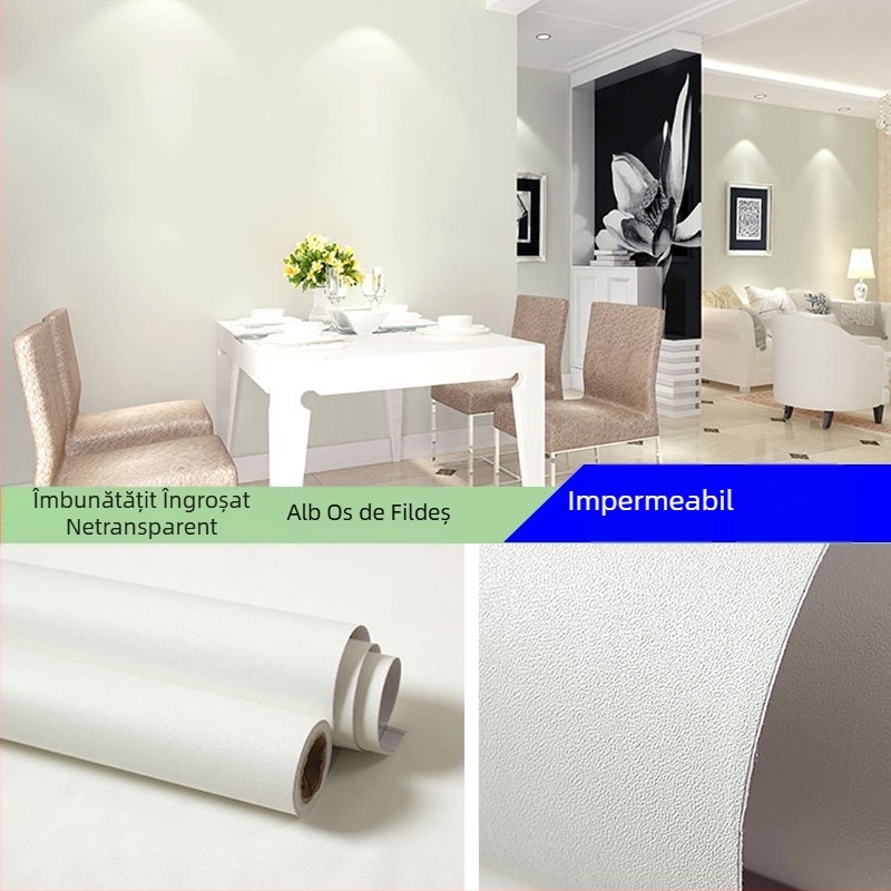 Tapet autoadeziv din PVC, culoare solidă, grosime dublă, impermeabil, pentru living, dormitor și spațiu de studiu