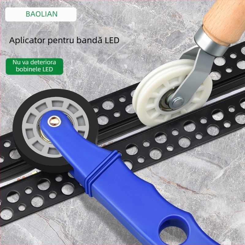 Instrument de montaj pentru benzi LED cu role din lemn masiv pentru benzi cu tensiune joasă, universal pentru benzi LED liniare, acționare manuală, certificare CE