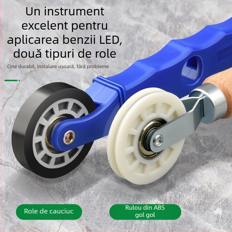Instrument de montaj pentru benzi LED cu role din lemn masiv pentru benzi cu tensiune joasă, universal pentru benzi LED liniare, acționare manuală, certificare CE